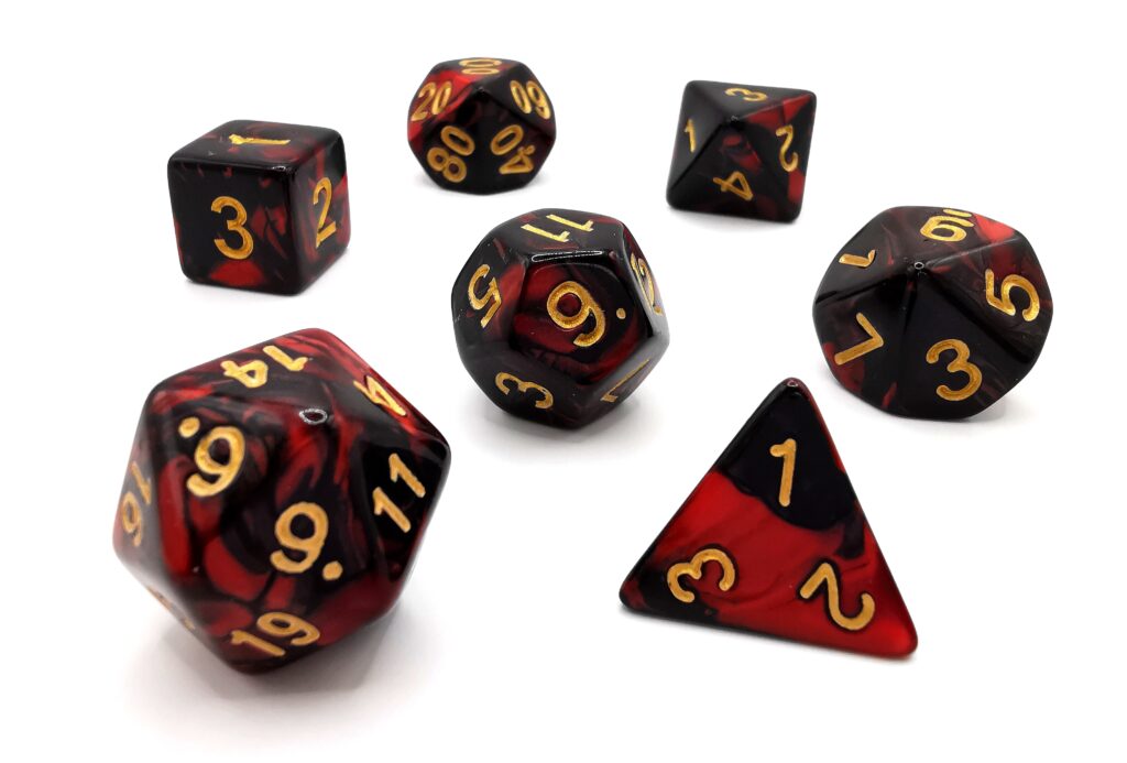 Kości DnD 7szt. – Seria Lava